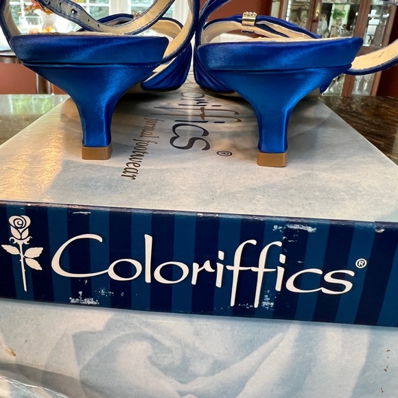 Coloriffics Cobalt blue 1” dressy heel with bling accent. - Picture 5 of 7